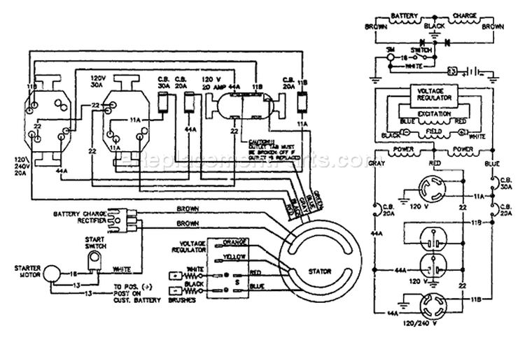 Page D Diagram and Parts List for 9014-0 R4000D Briggs and Stratton Generator